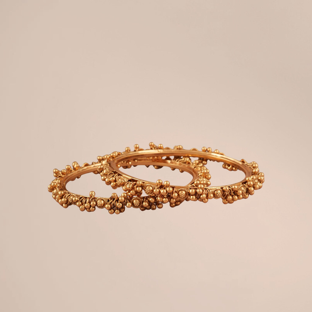 Elegant Gold-Plated Ball Design Openable Bangle Set for Women