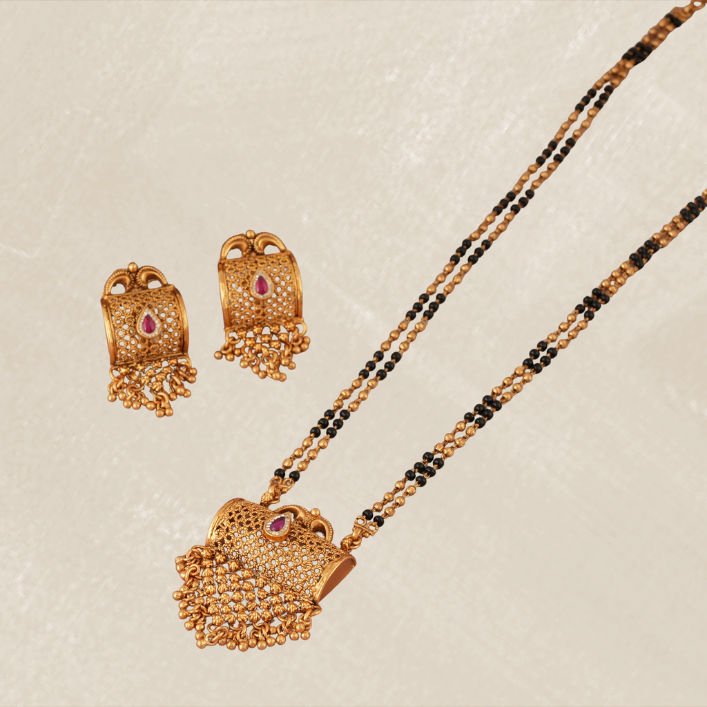 Elegant Filigree Gold Plated Mangalsutra Set for Women