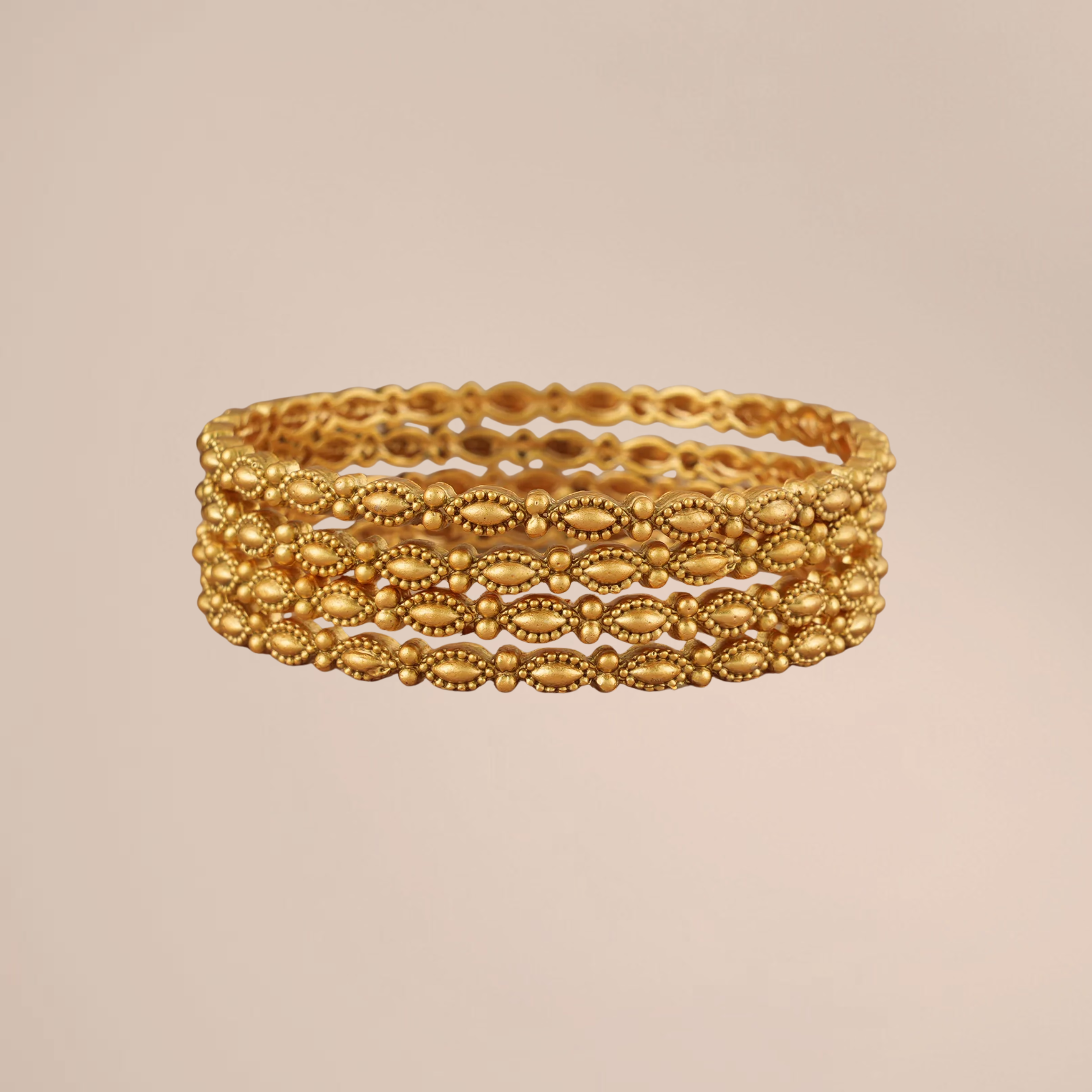 Elegant Antique Gold-Plated Plain Bangle Set for Women (Set of 4)