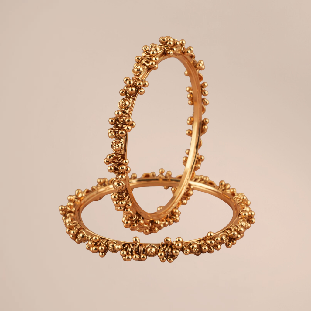 Elegant Gold-Plated Ball Design Openable Bangle Set for Women