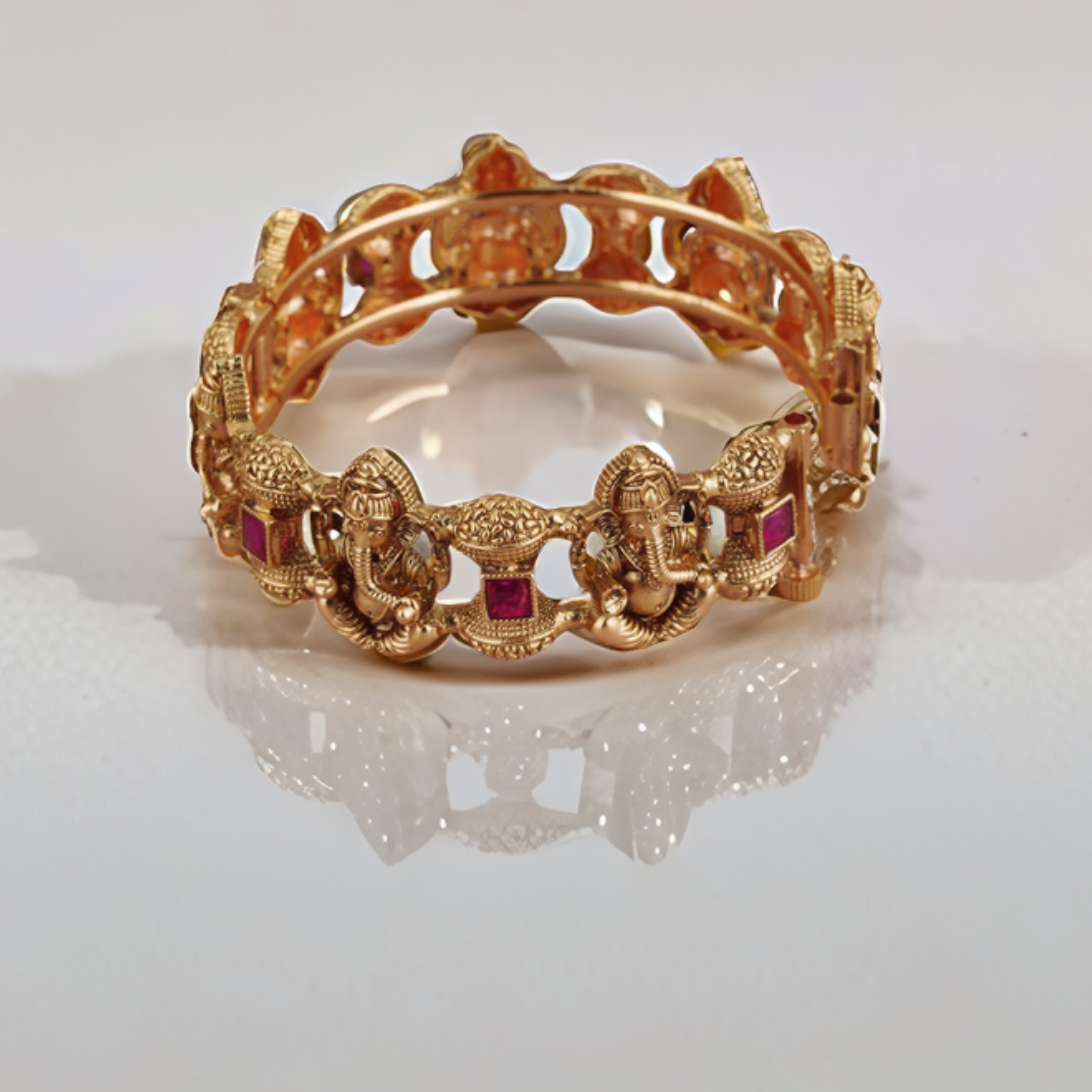 Antique Gold-Plated Ganesh Kada Bangle for Women
