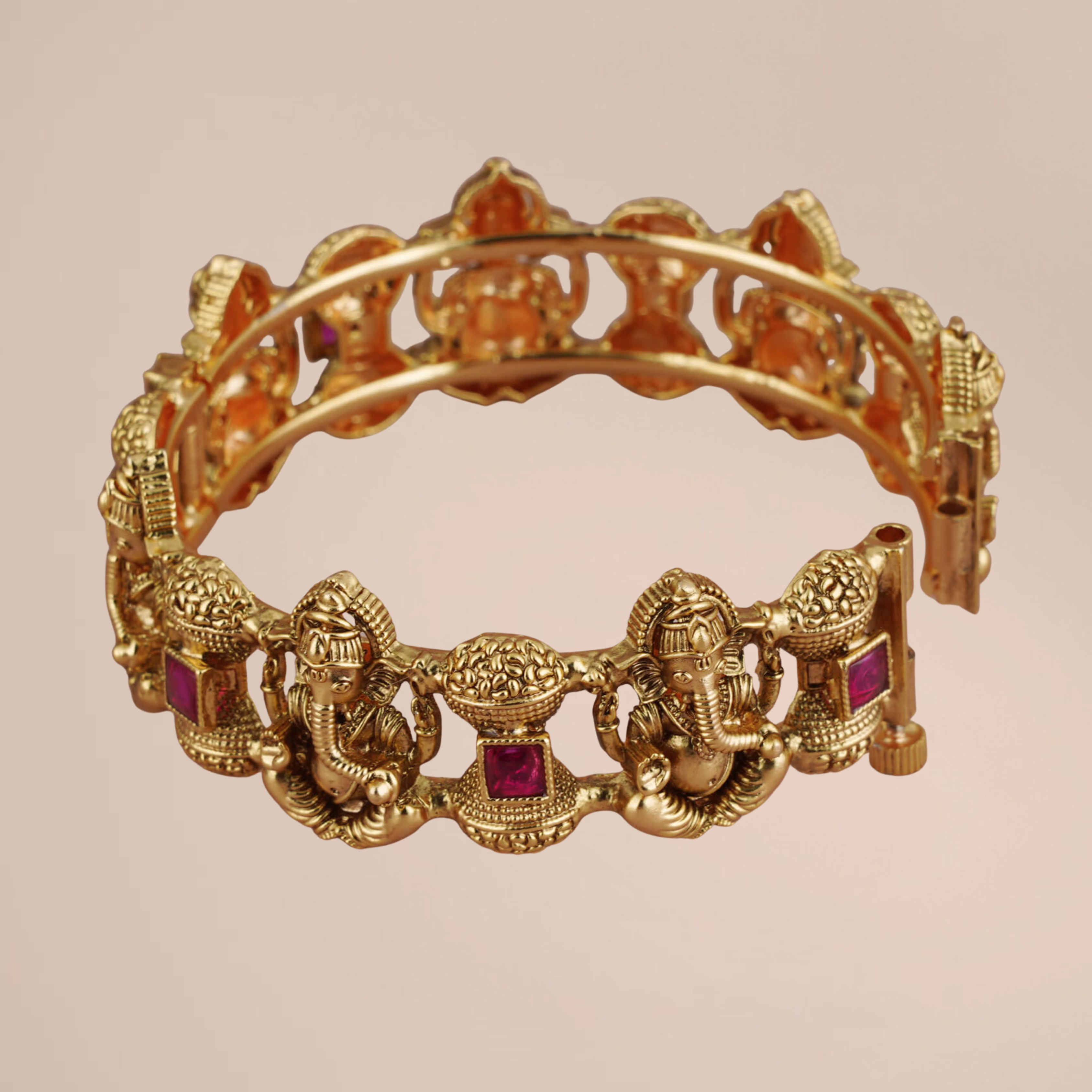 Antique Gold-Plated Ganesh Kada Bangle for Women