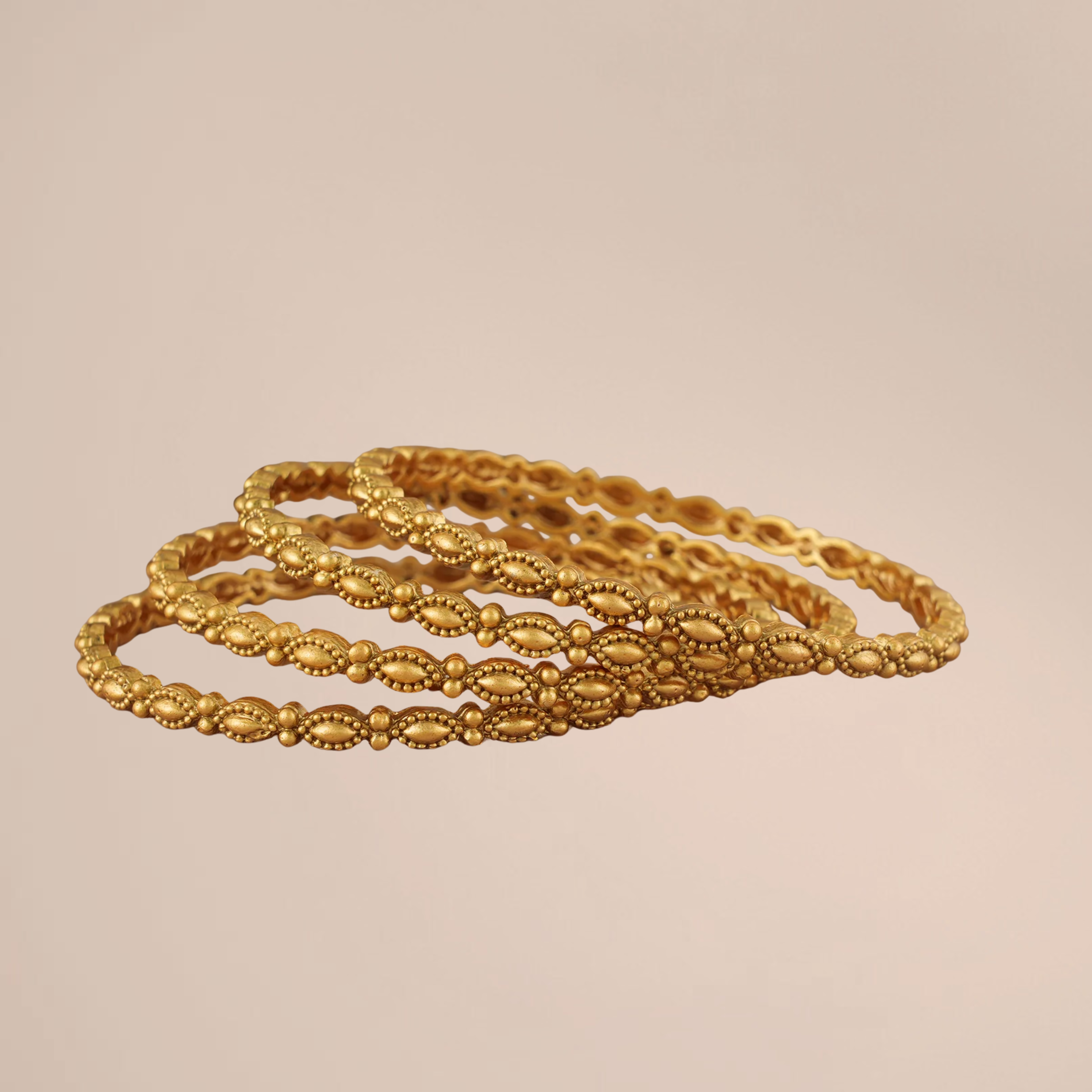 Elegant Antique Gold-Plated Plain Bangle Set for Women (Set of 4)