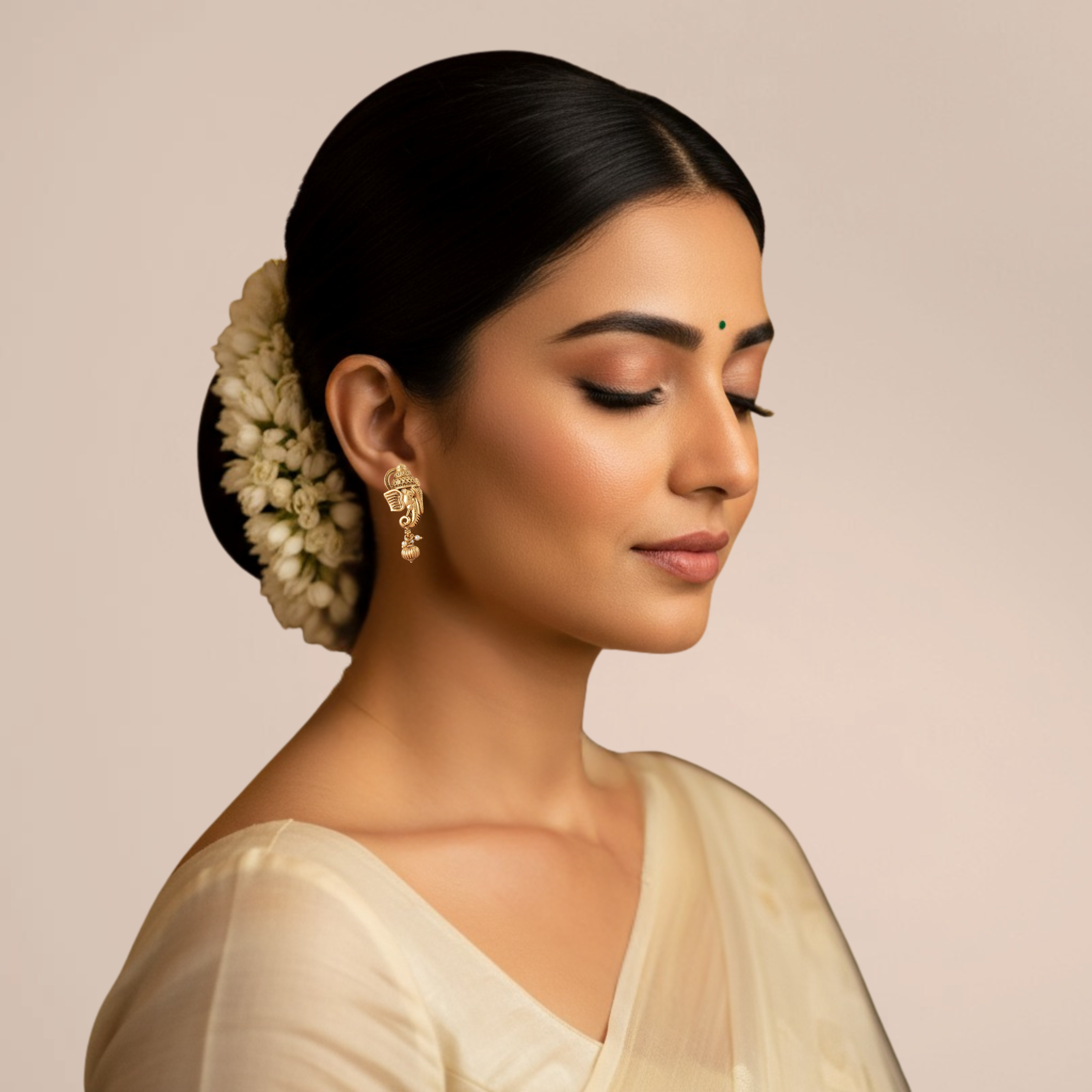 Antique Gold Plated Ganesh Earrings – Handcrafted Temple Jewelry