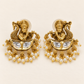 Antique Gold Krishna Earrings - Pair Front Shot