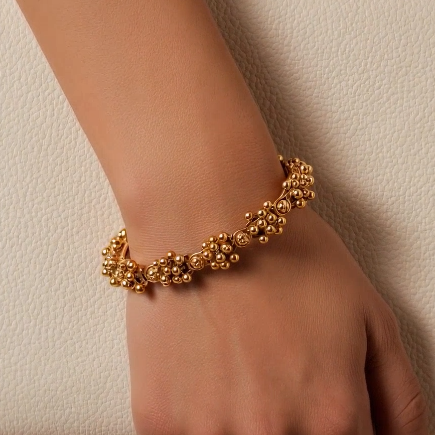 Elegant Gold-Plated Ball Design Bangle Set for Women