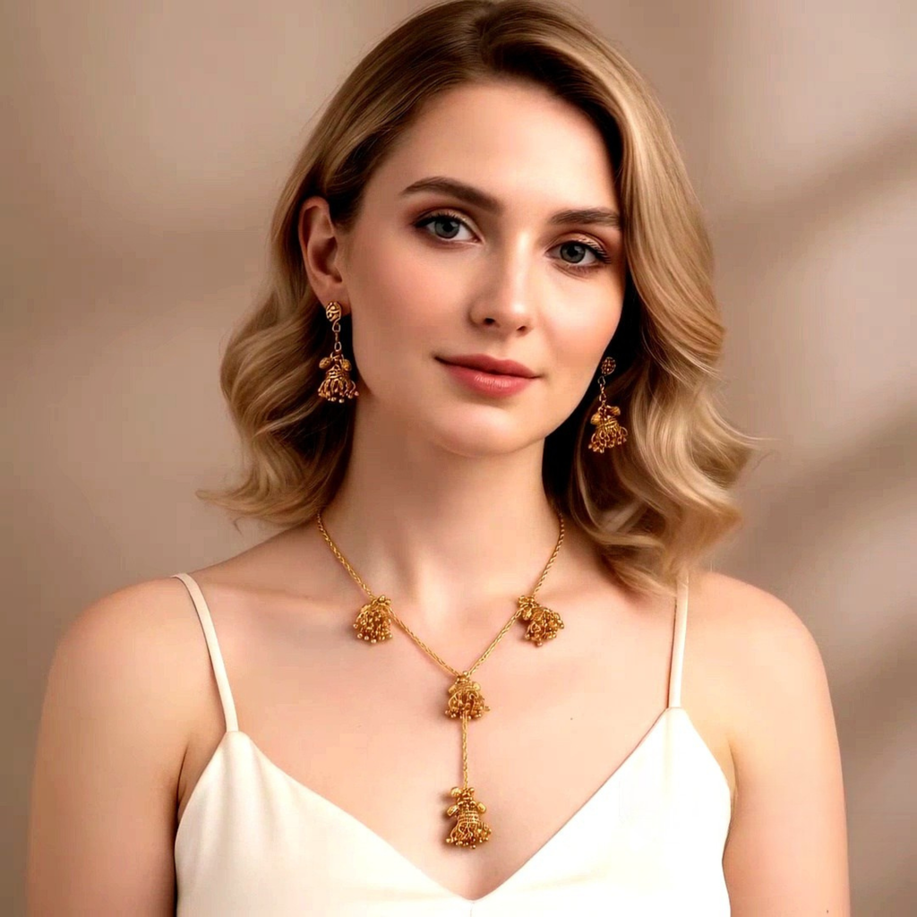 Stunning Antique Gold Pendant Set with Jhumka Earrings | Traditional Jewellery