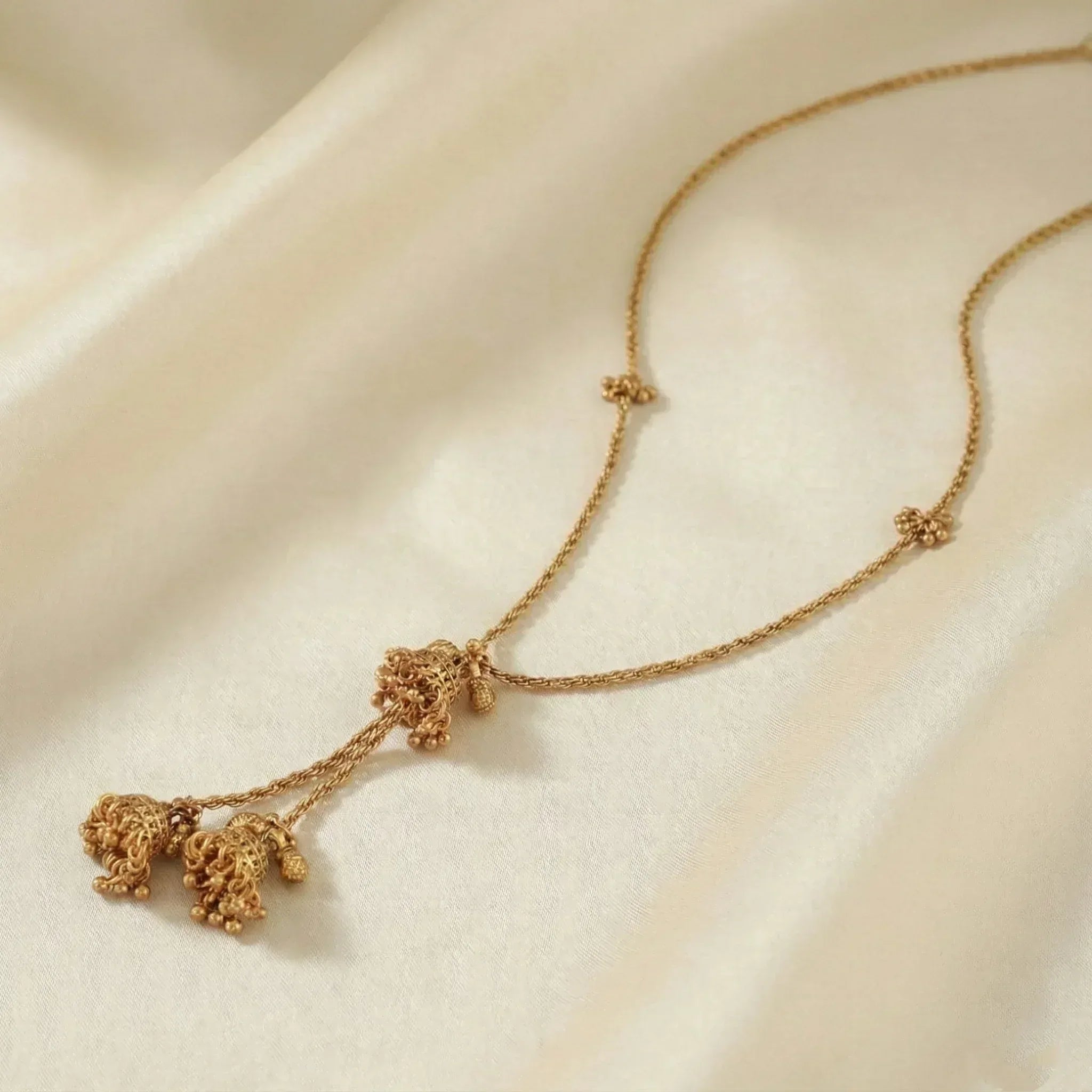 Stunning Antique Gold Pendant Set with Jhumka Earrings | Traditional Jewellery - bina jewels